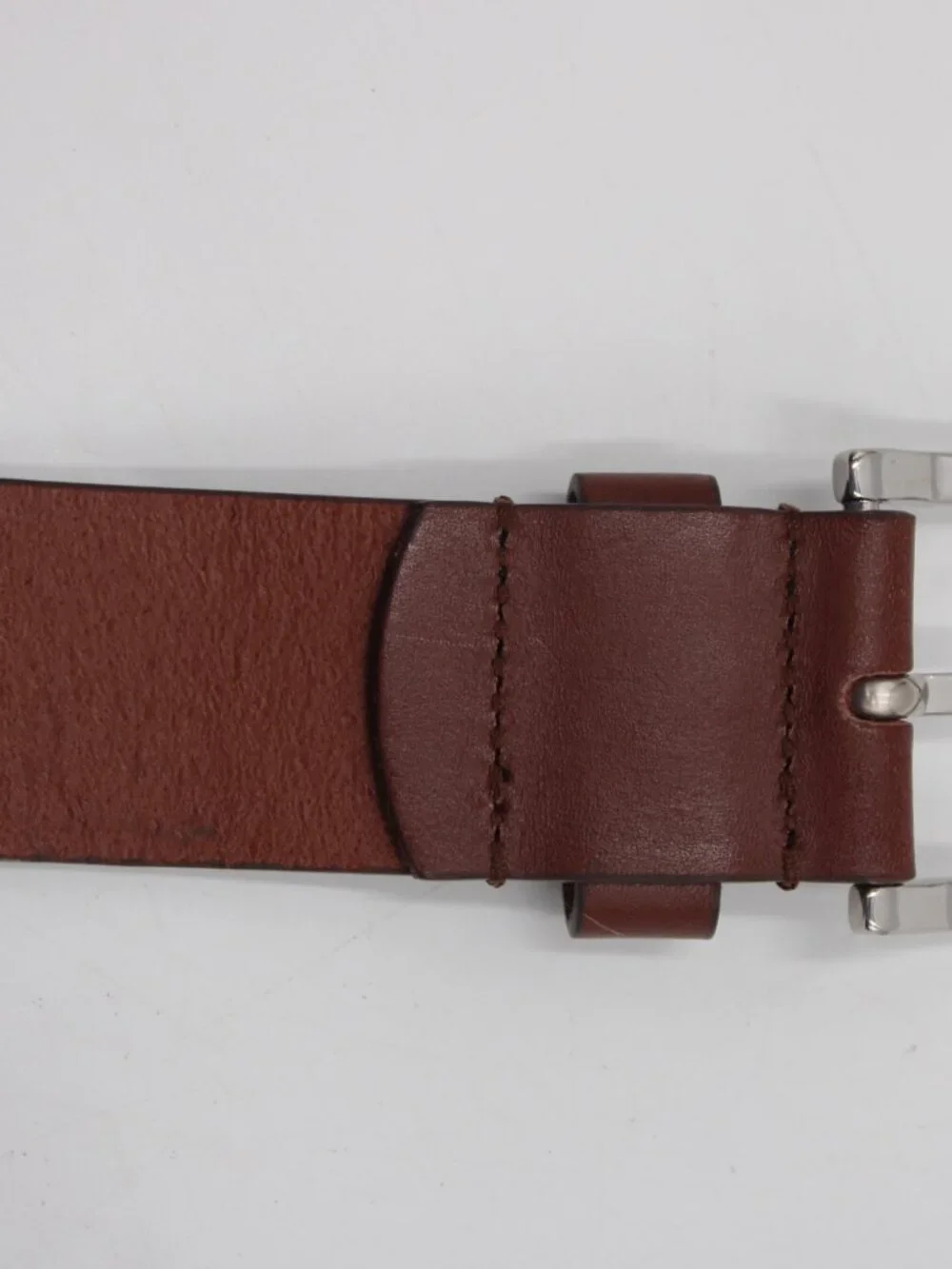 Tommy Hilfiger Brown Leather Belt Logo Buckle Size 40 Silver Buckle Dress READ